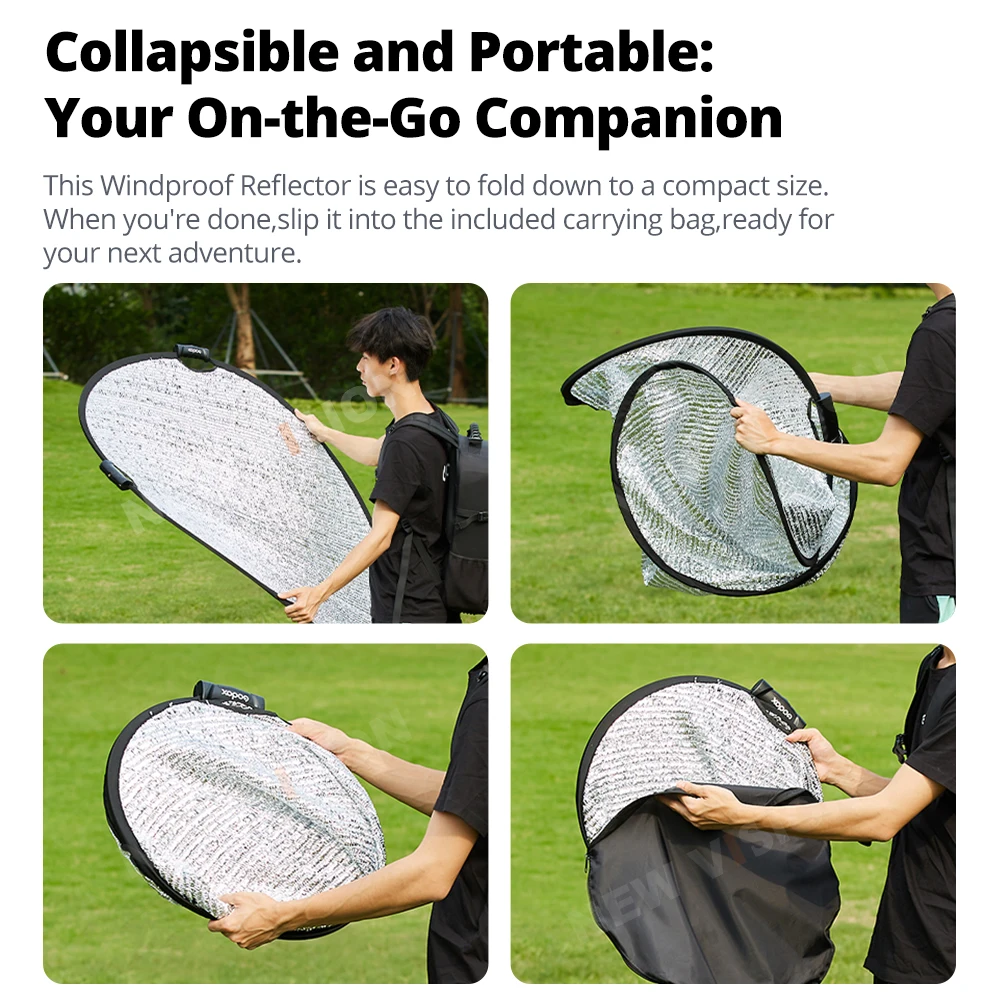 Godox W-RFT 55/80/130cm Collapsible Windproof Reflector Board Folding Photo Studio Light Diffuser Disc for Outdoor Photography