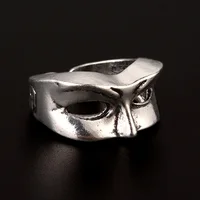 Retro Masquerade Mask Ring For Men Punk Gothic Rock Hiphop Open Ring Unisex Accessories Handmade Designer Jewelry Lovers Gift 2
