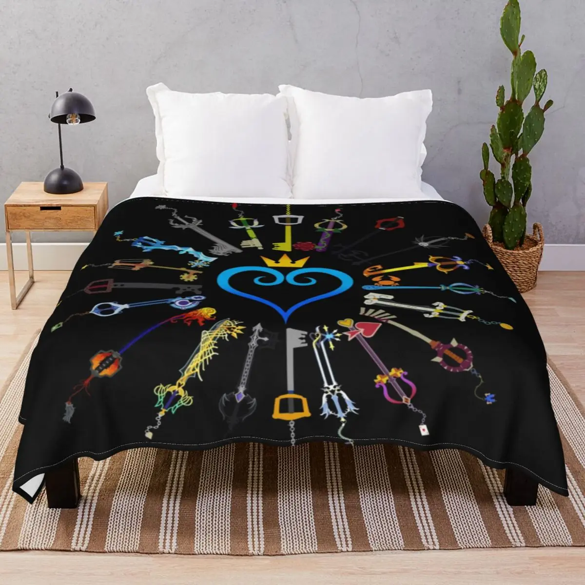 Kingdom Hearts Keyblades Blanket Flannel Decoration Lightweight Throw Blankets For Bedding Home