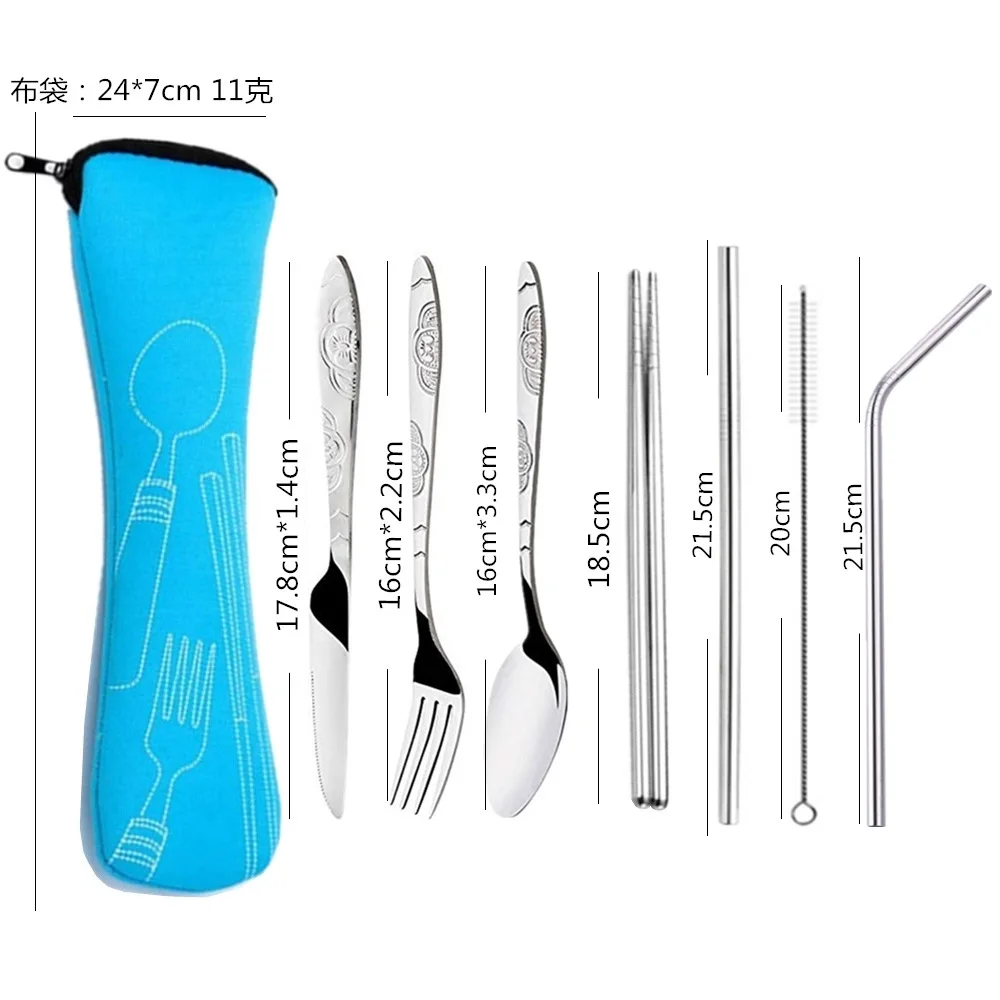 Portable Picnic Set Tableware Stainless Steel Western Style Steak Knife Fork Spoon Complete Set Of Tableware Portable Dinner Bag