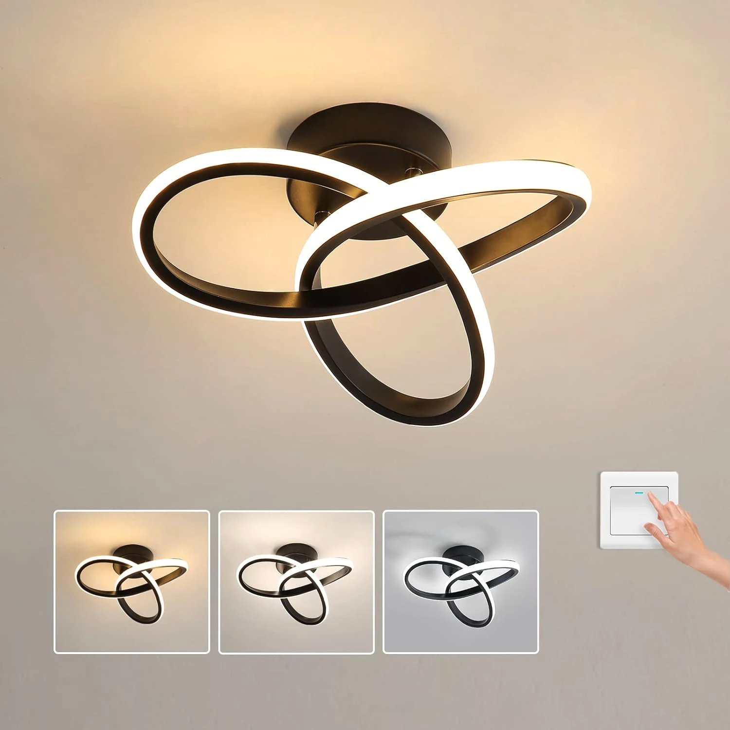 Modern Led Ceiling Lamp Led Ceiling Light 22W 2200Lm for Bedroom Dining Room Kitchen Hallways Living Room, Diameter 25cm