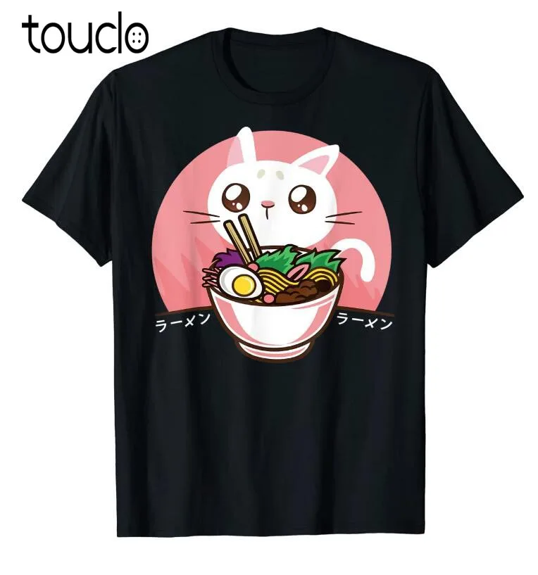 

Kawaii японская рубашка Лапша Рамен аниме Кот любимый подарок футболка унисекс