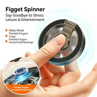 Magnetic Fidget Spinner Phone Ring Holder, Dual-Sided Magnet for MagSafe, 360° Rotation Grip Stand, Stress Relief Foldable 2