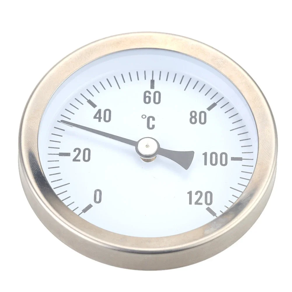 Bimetall Pipe Thermometer Temperature 0-120&deg;C With Fixing Spring Industrial Thermometer For Measuring Boiler Pipe Temperature