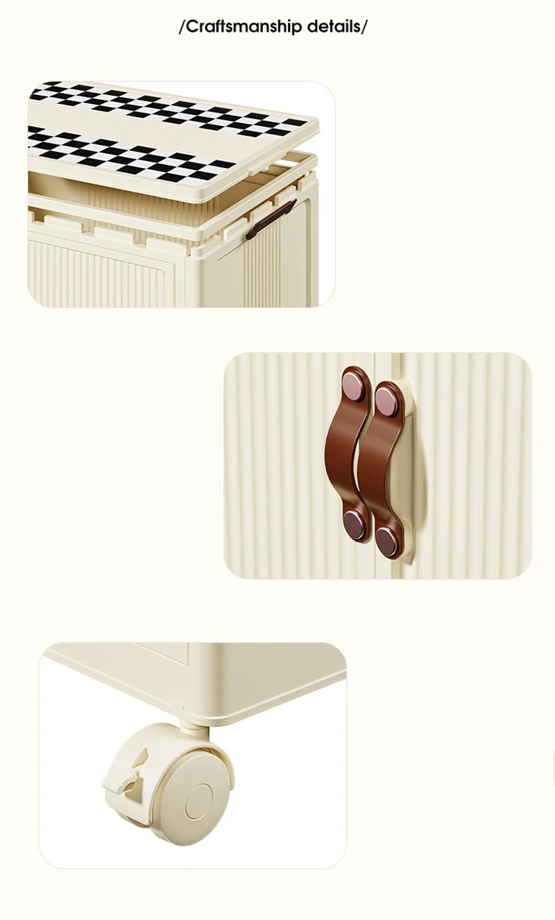 New Double Door Foldable Storage Drawer Cabinet For Living Room Organizer Cabinet With Wheels - 3 Layer