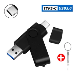 Universal Type - C USB 3.0 High - Speed Dual - Function Swivel Flash Drive (128GB/64GB/32GB/16GB) - 64 GB (Black)