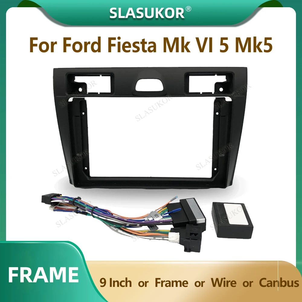 9 Pollici Per Ford Fiesta Mk Vi 5 Mk5 2002-2008 Fascia Car Radio Panel Wire Sleeve Frame Cruscotto Accessori Originali