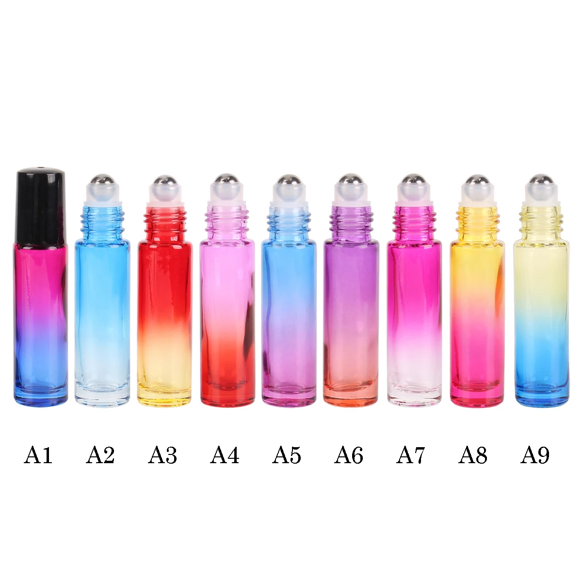

6/12/24pcs 10ml Glass Roll On Bottle with Stainless Steel Roller Ball for Essential Oils Perfume Aromatherapy 9 Colors U-pick