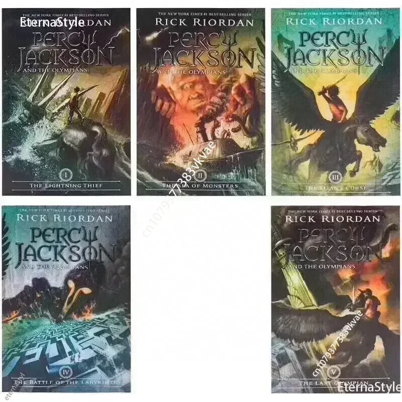 5 ספרים / מערכת פרסי ג'קסון והאולימפינים באנגלית ספרים מקוריים לילדים סט ספרי תמונות באנגלית DIFUYAlibros עבור בואו