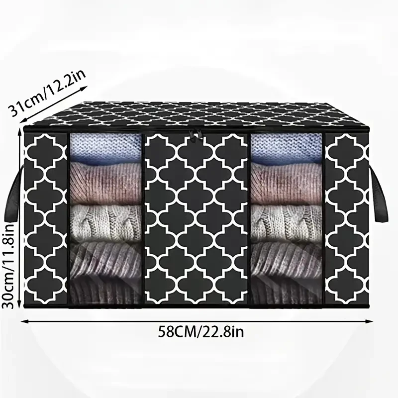 1pc Visible Window Wardrobe Storage Bag, Moisture-proof Cotton Quilt Storage And Finishing Bag, Clothing Moving Bag 3