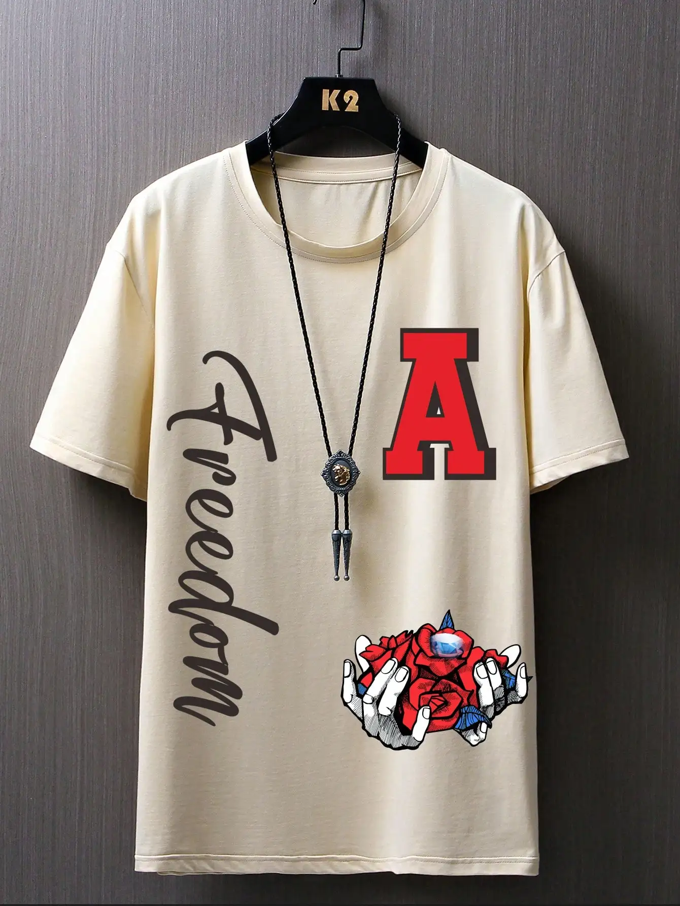 Holding Roses And Diamonds In Hand Longing For Freedom T-Shirt Men Novelty Fashion T Shirt Cotton Loose Top O-Neck Cool Tshirts