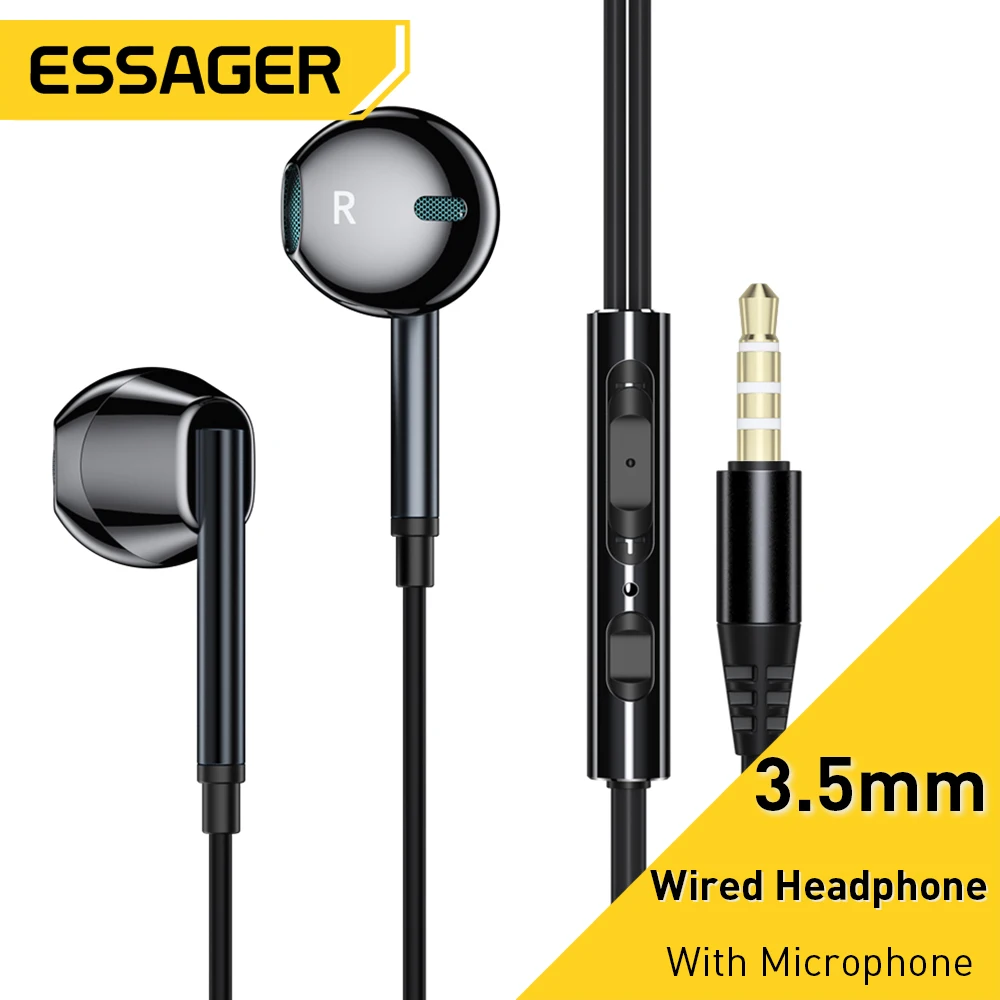 Essager – écouteurs filaires avec Microphone, 3.5mm, pour Xiaomi Redmi,  Samsung, ordinateur, tablettes, Smartphone
