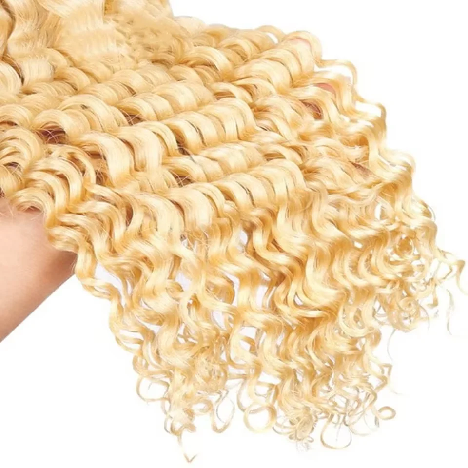 613 Blonde Deep Wave Vietnamese Curly Human Hair Bundles 28 30 32 Inch 1 2 3 Bundle Deals 100% Virgin Remy Hair Weave Extensions 5
