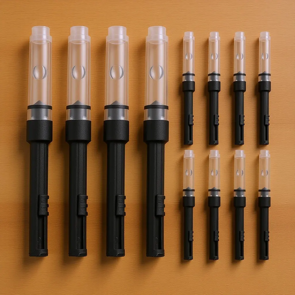 12Pcs 만년필 잉크 충전 도구 범용 3.4mm 피스톤 푸시풀 잉크 흡수기 교체 소형 휴대용 도구