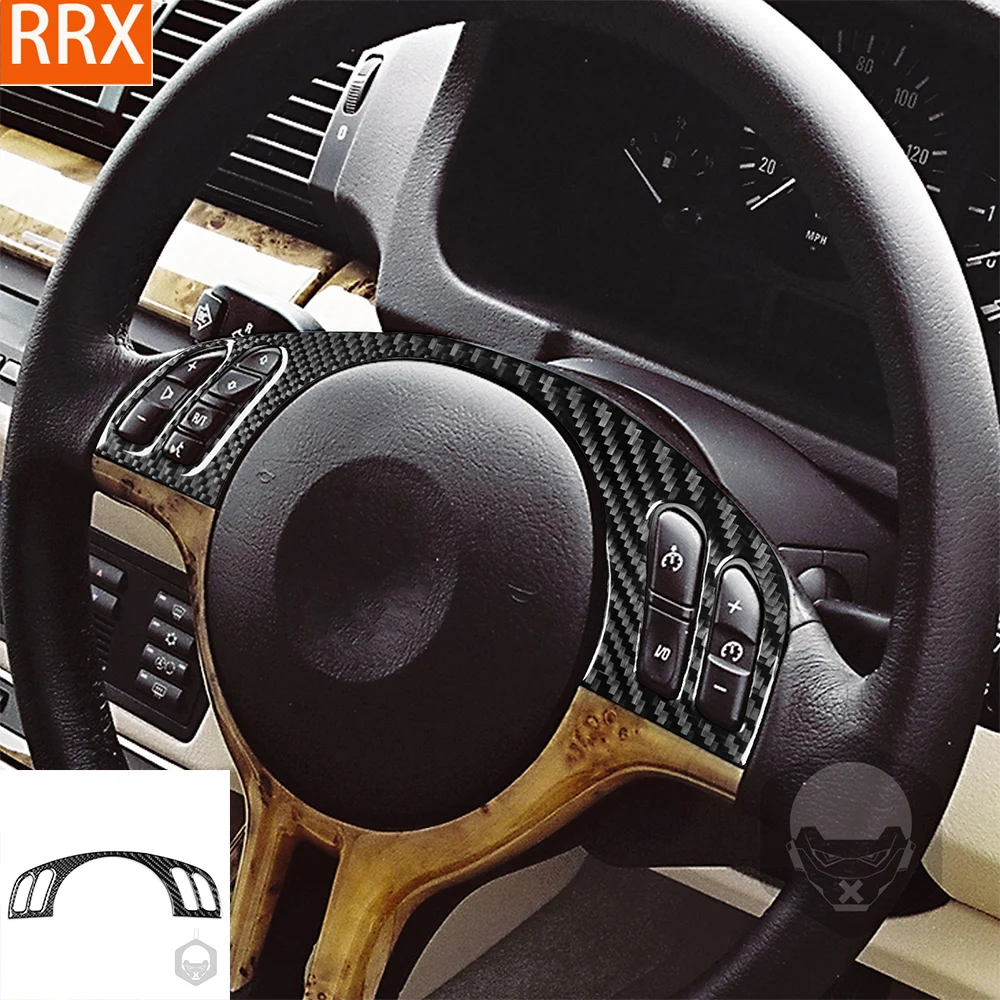 

For BMW X5 E53 2000-2006 Steering Wheel Panel Trim Cover Tuning Real Carbon Fiber Sticker Car Interior Moulding Accessories