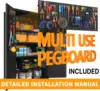 Upgraded high and wide metal storage cabinet with doors and 4 adjustable shelves, equipped with wheels and nail boards 3