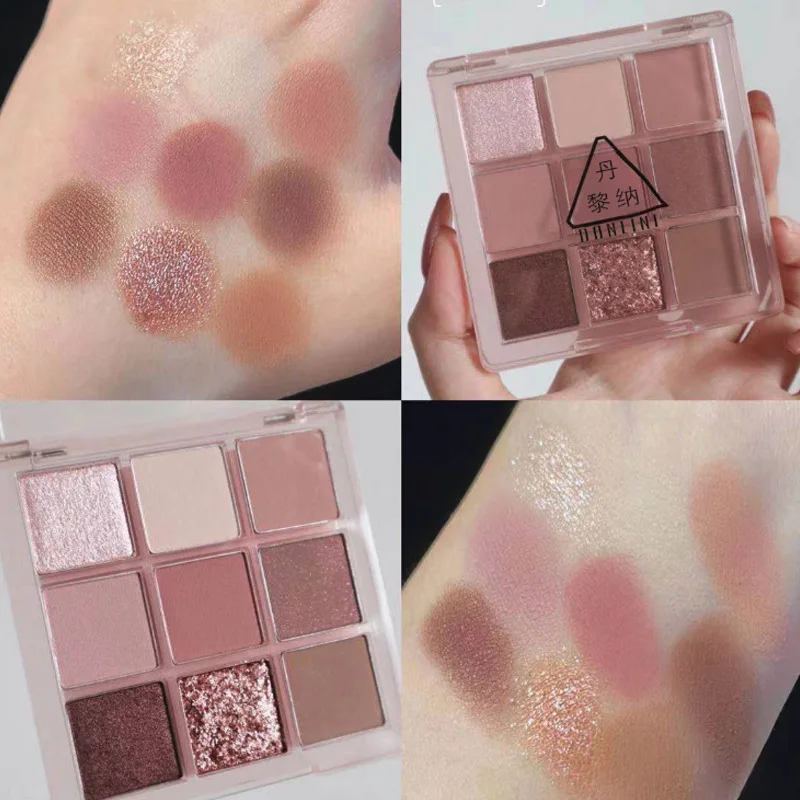 Eye Shadow Eye Shadow Plate 9 Color Eyeshadow Palette Pearlescent Matte Earth Transparent Grid Eyeshadow Nine-color Acrylic Nine Square Peach Charming Makeup