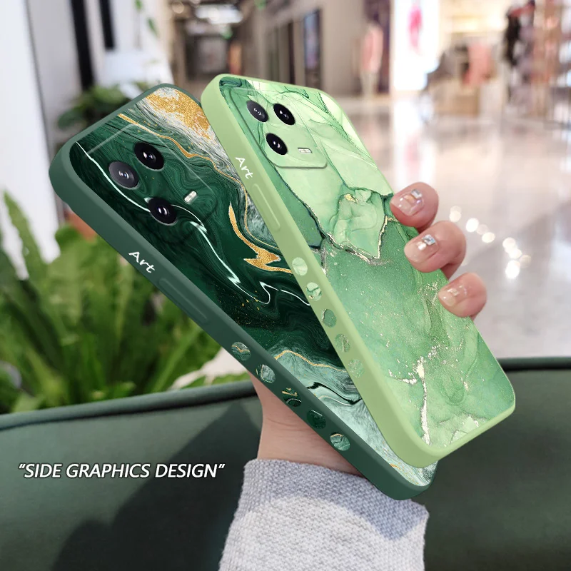 Elegant Marble Texture Liquid Silicone Phone Case - Premium Protective Cover