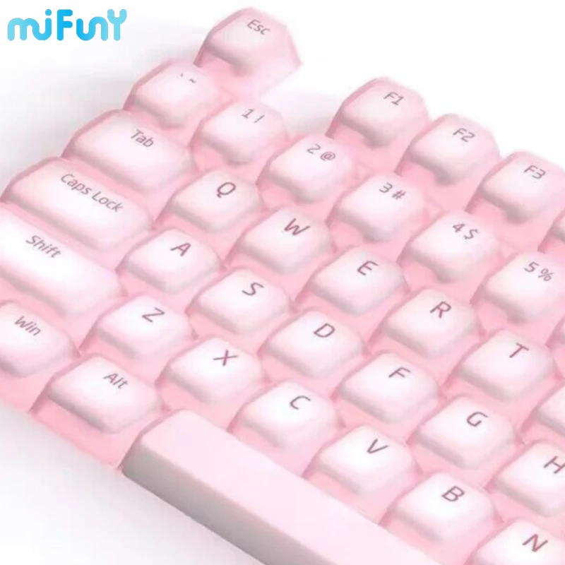 Keycap para Teclado Mecânico Keycaps Translúcido Silicone Pbt Perfil de Cereja Tintura-sublimação Rosa Bonito Presentes - Imagem 4