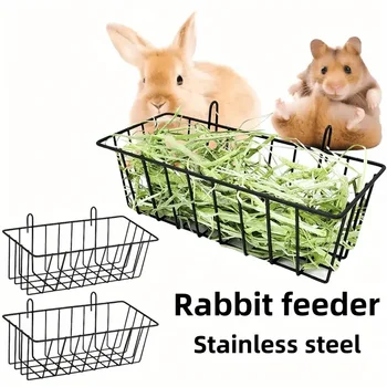 Cesto per cibo per conigli, Rastrelliera per erba, Telaio per erba per conigli, Mangiatoia per fieno, Telaio a molla per erba per conigli, Rastrelliera per ciotola di erba e fieno, Contenitore per cibo per animali domestici