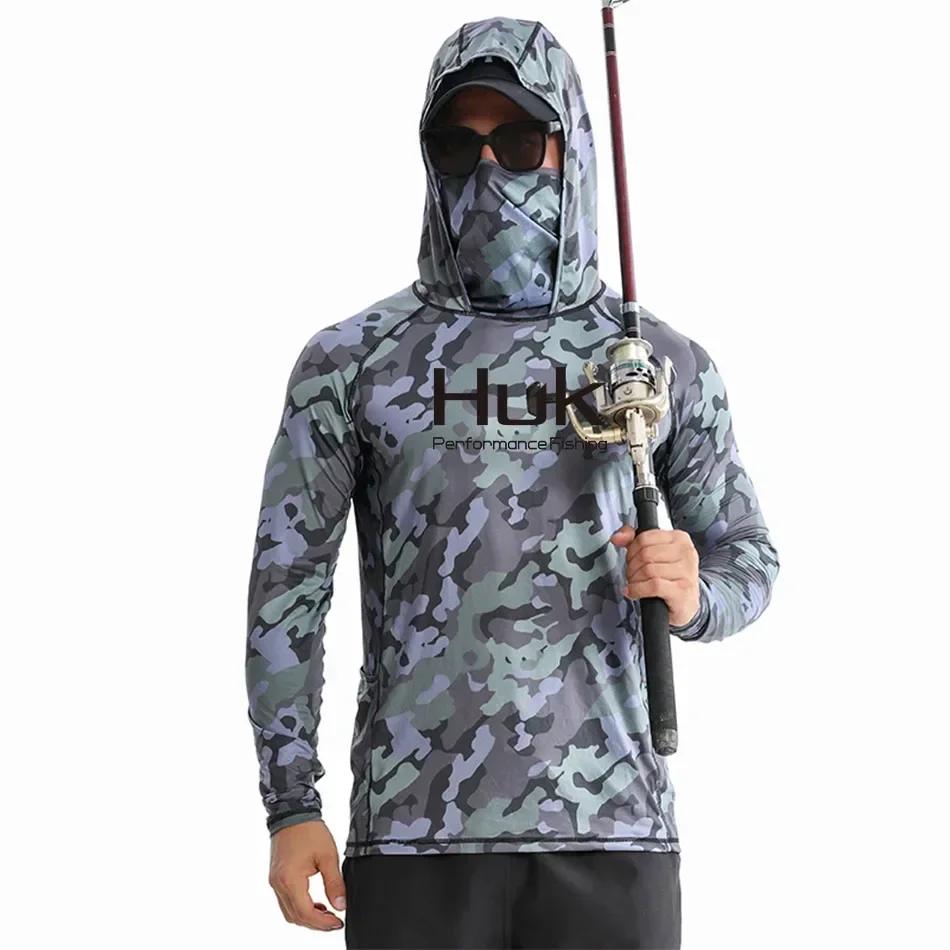 Huk Men&lsquo;s UPF 50+ Sun Protection Hoodie Shirts Long Sleeve Lightweight SPF Outdoor UV Hiking Fishing mens hiking shirts