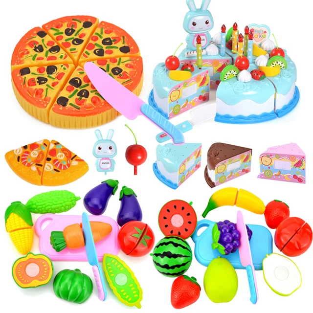 Simulated Kitchen Cutting Food Toys Pretend Play Toy Plastic Parent-child Interaction Object Color Cognition Birthday Gift TMZ