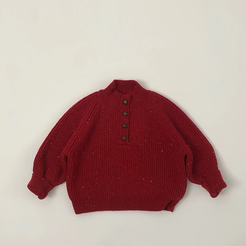 Red Knit Turtleneck Sweater for Kids Girls Christmas Outfit