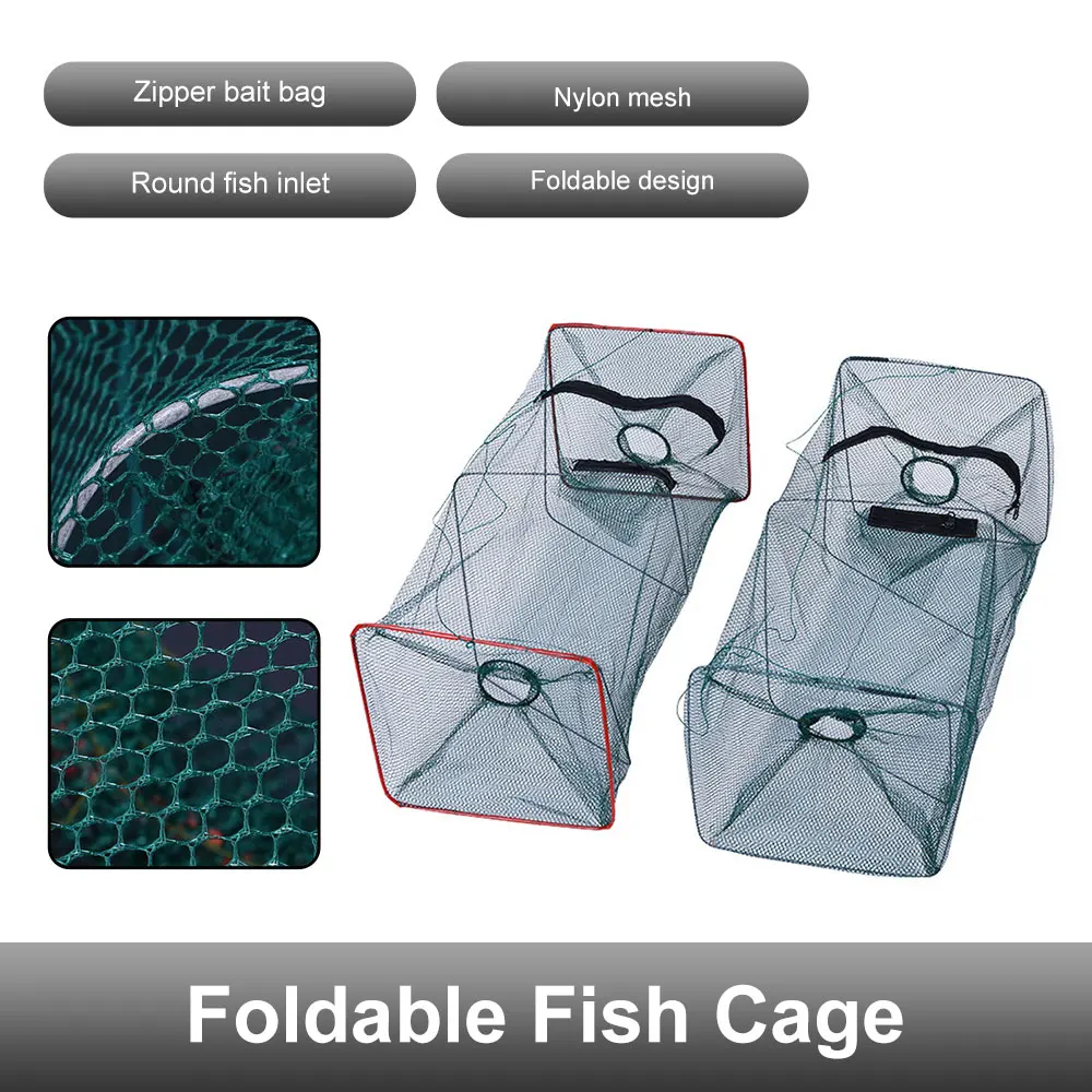 Outdoors Fishing Trap Fishing Tackle Crab Cage Shrimp Crayfish Lobster Crawling Foldable Casting Net Fishing Cage Outdoor Net