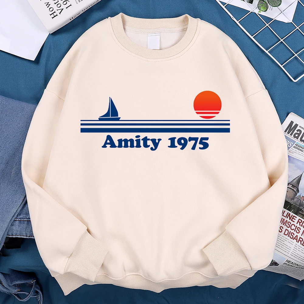 Amity 1975 The Sailboat Of Hope Hoodie Men Fashion Fleece Streetwear Hip Hop Sweatshirt Casual Loose Hoody Crewneck Hoodies