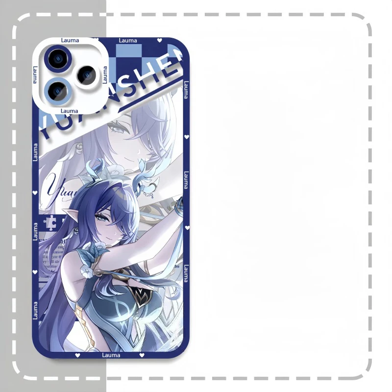 Genshin Impact Soft TPU Phone Case Featuring Xiao, Columbina, HuTao, and Furina