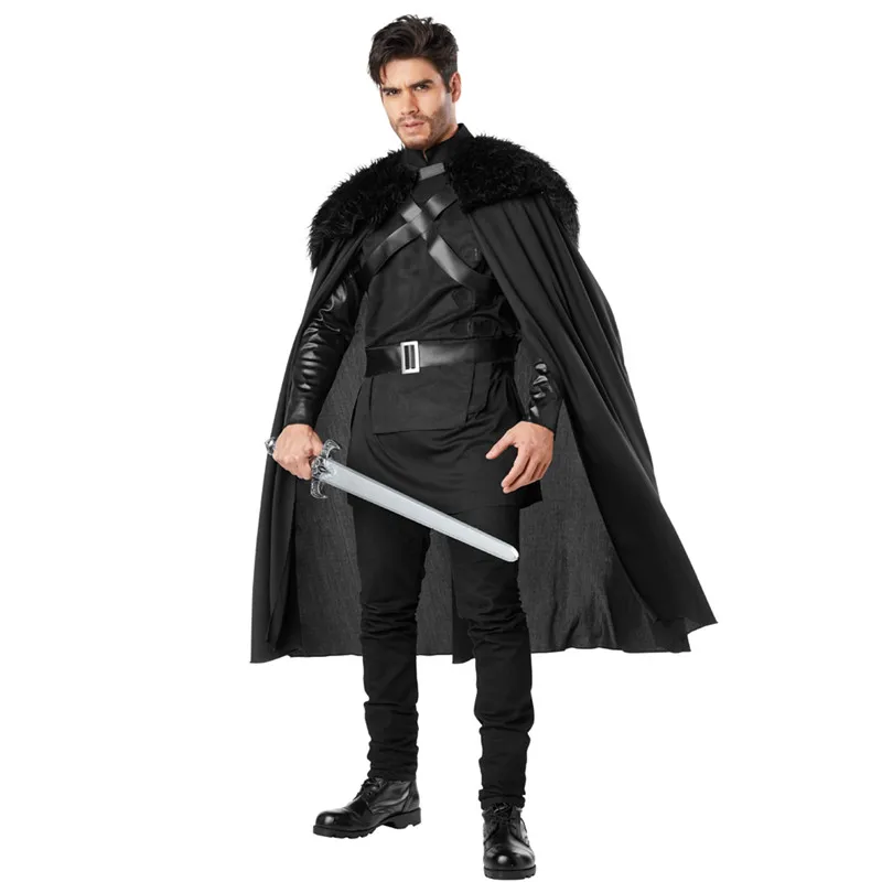 

Adult Man Northern Warrior Cosplay Halloween Black Raven Knight Costumes Carnival Purim Parade Role Playing Show Bar Party Dress