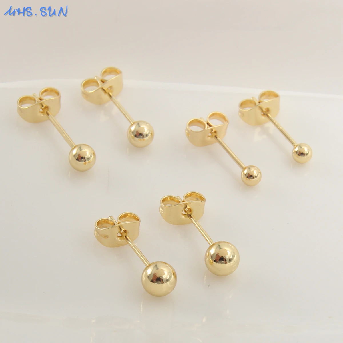 10k Gold Earrings Simple Daily 3/4/5mm Stud Earrings Gold