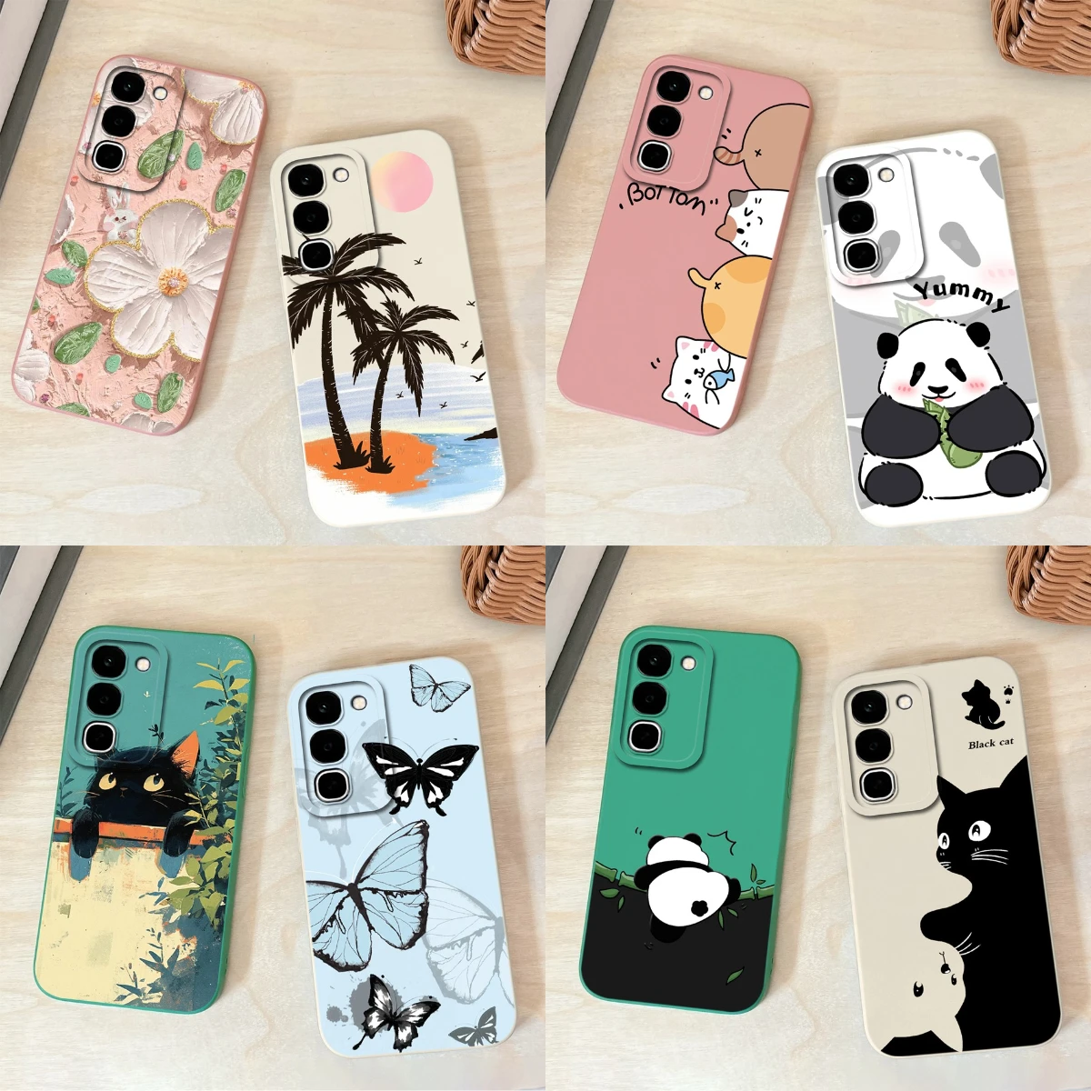 Sweet Flower Bunny Soft Liquid Silicone Lens Protection Phone Cover
