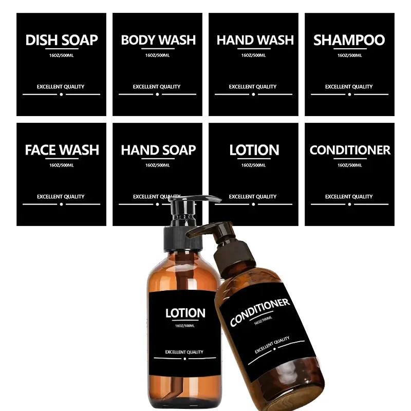7/8 PCS Large Size Lotion Label Sticker Waterproof Soap Dispenser Labels Shampoo Conditioner Body Wash Bathroom Bottle Stickers 2