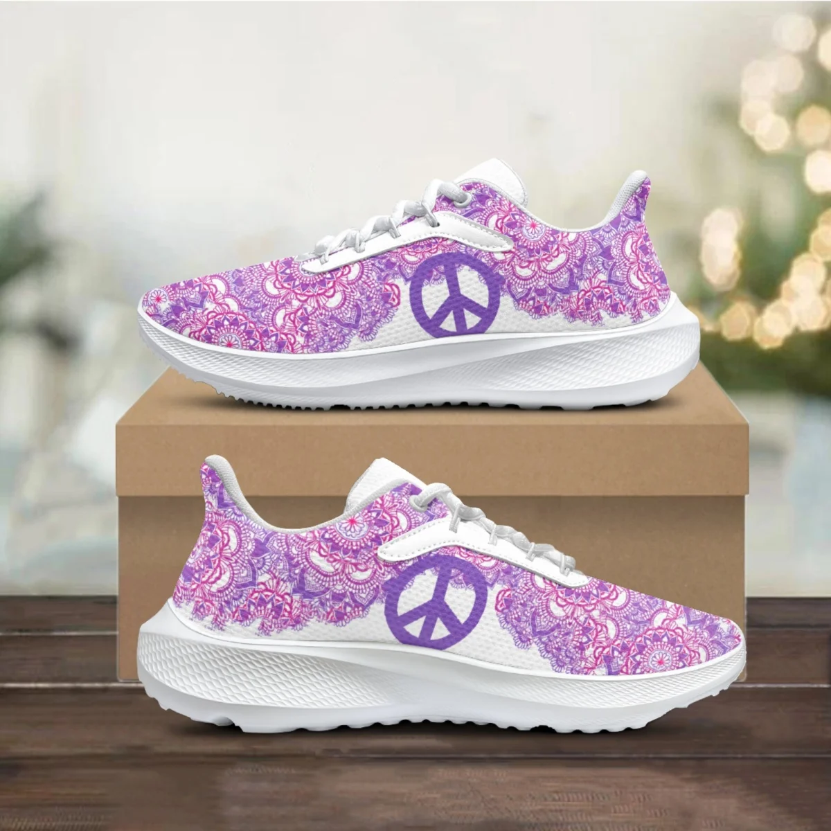 

Women Sneakers Mandala Peace and Love Designer Luxury Flats Shoes Comfortable Breathable Outdoor Walking Shoes Chaussure Femme