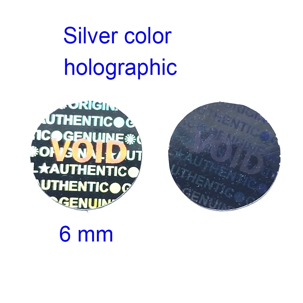 200pcs 6mm Silver Color Hologram Sticker GENUINE AUTHENTIC ORIGINAL Security Seal Honeycomb Left If Removed or Tampered With