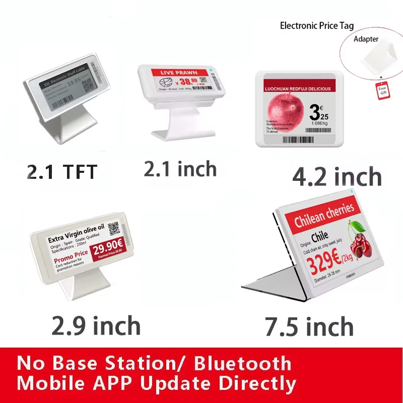 1 Set 2.1 "2.9" 4.2" 7.5" Electronic Price Tag E-paper Color Ink Screen for Mobile Phone Android APP Bluetooth Connect Easy Use
