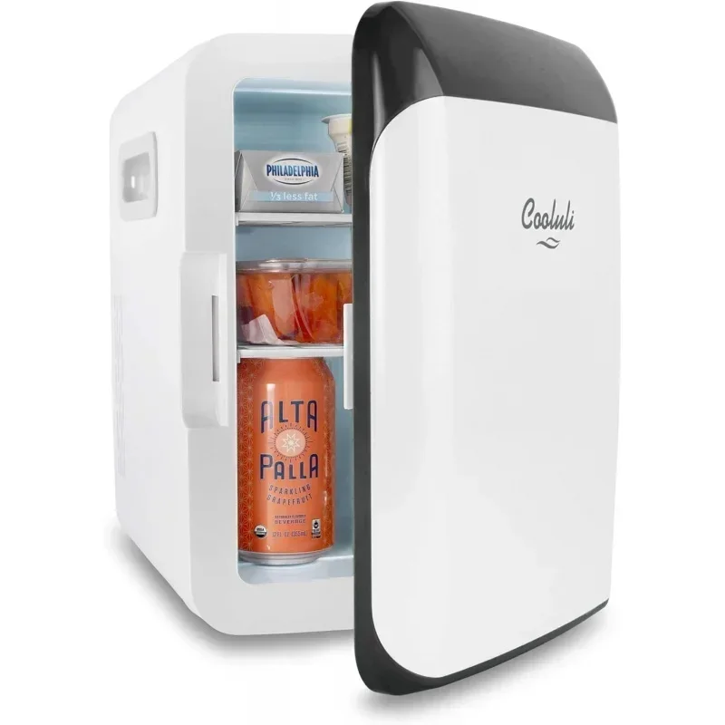 QWCooluli 10L Mini Fridge for Bedroom-Car,Office Desk;College Dorm Room-12V Portable Cooler;WarmerBeauty,AC/DC Small Refrigerato