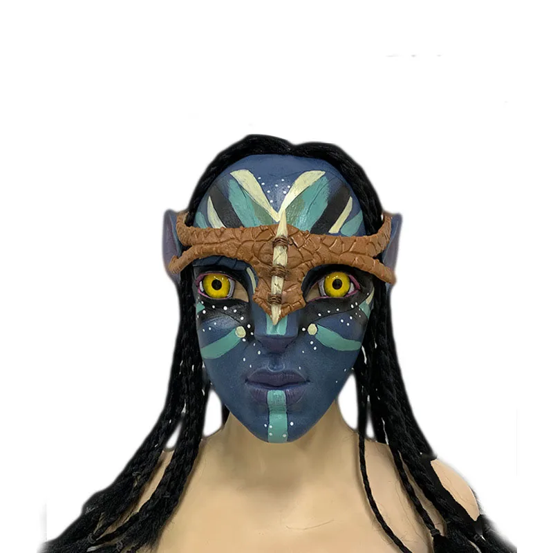 Movie Avatar Cosplay Mask Jake Sully Costumes Role-Playing Night Lights Latex Mask Halloween Party Cos Rave Props Avatar 2