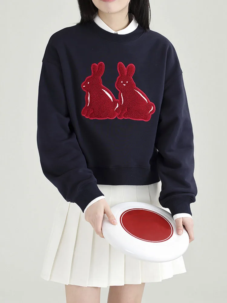 

Женские толстовки с капюшоном с вышивкой кролика Пуловеры с длинным рукавом Топ осень 2023