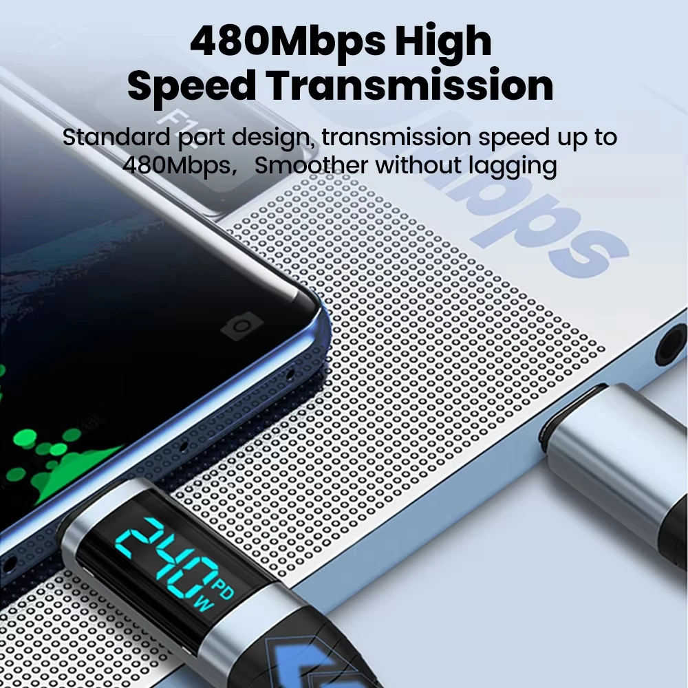 240W Mobile Phone Data USB-C to USB-C Cable With Digital Display - Image 3