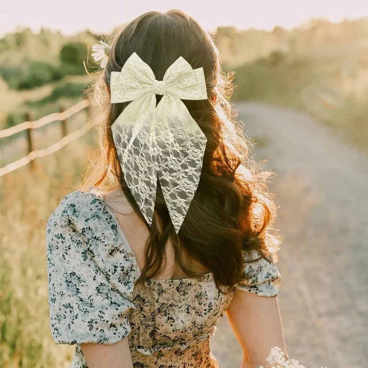 1PC Lace Bow Hair Clips Set, Valentine's Day Romantic Hair Accessories,Pink Black Beige Hairpins, Elegant Floral Lace Hair