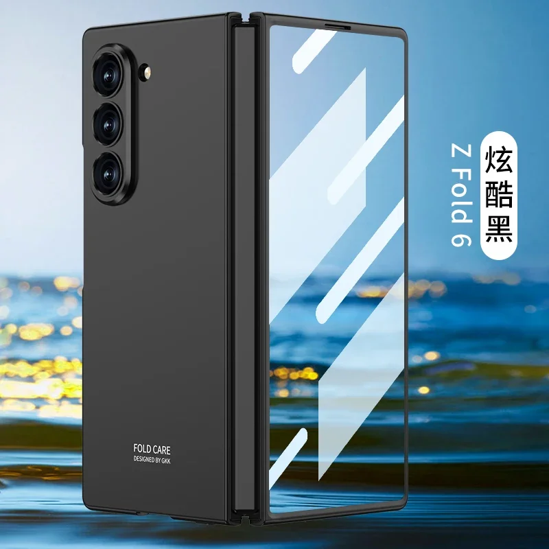 GKK Shockproof Armor Matte Case with Outer Screen Glass Protector for Samsung Galaxy Z Fold
