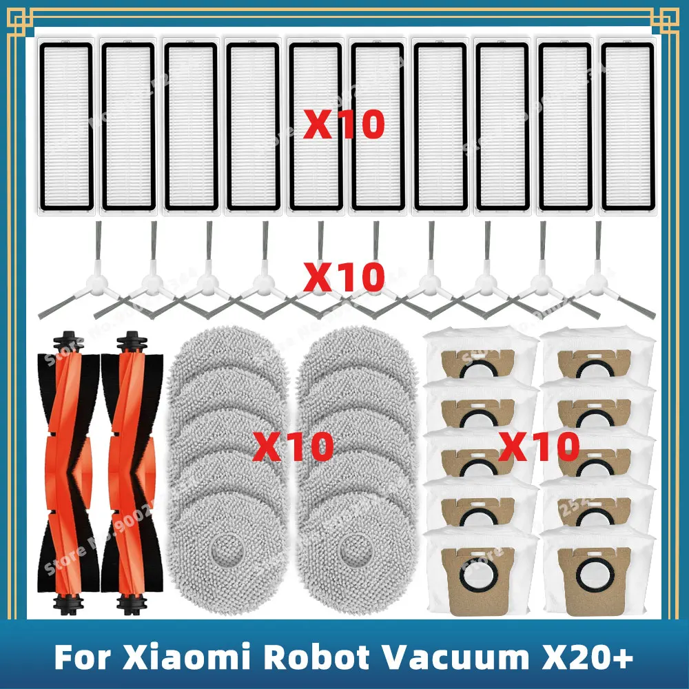 Reposição para Xiaomi Robot Vacuum Acessórios de Substituição Escova Lateral Principal Filtro Hepa Mop Pano Bolsa de pó X20 Plus X20 Plus Peças de