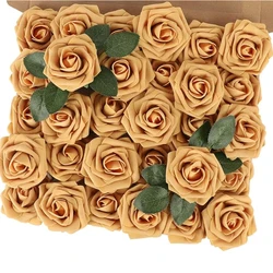 Elegant Artificial Foam Roses - Perfect for Weddings, Bouquets, and Festive Decorations (Gold)