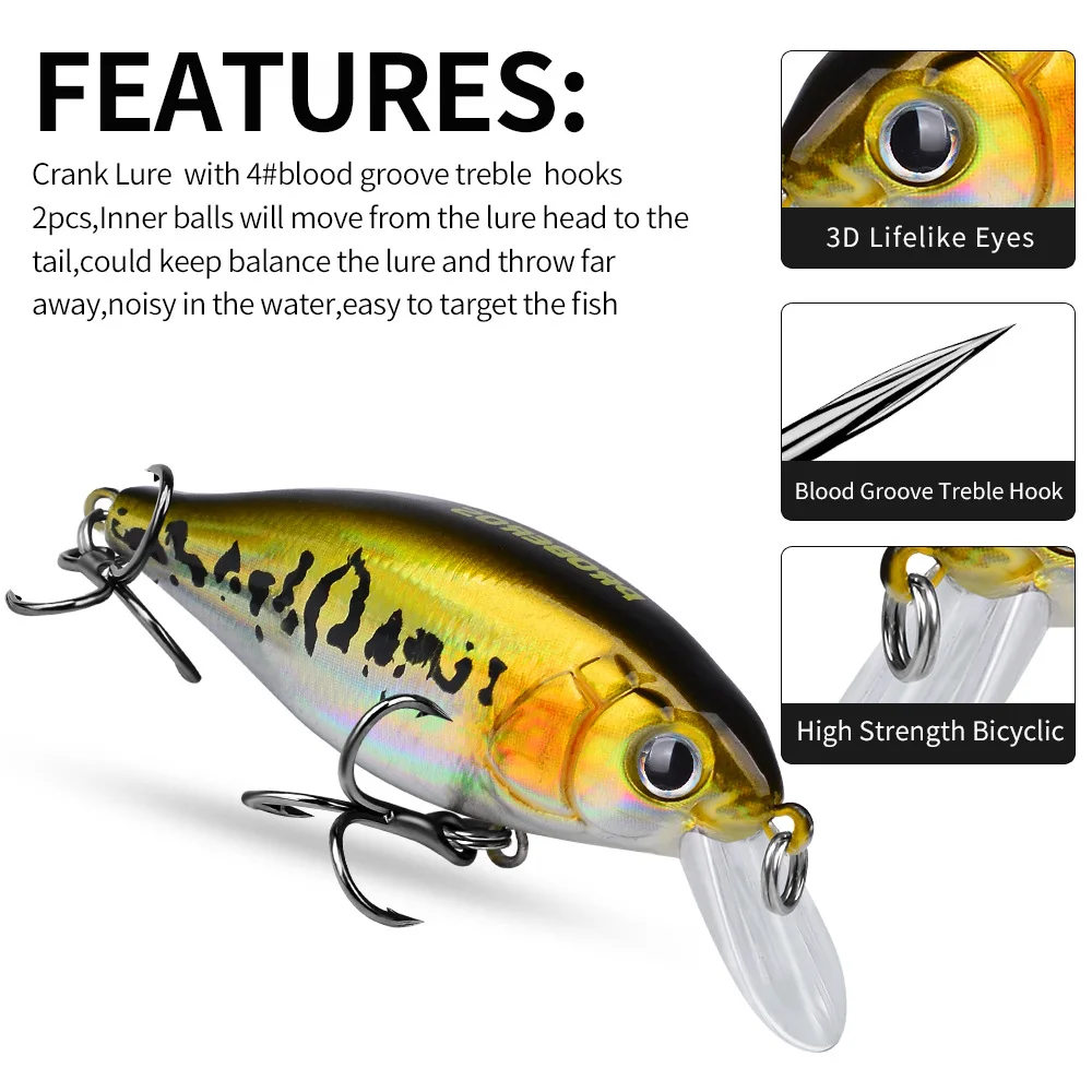 Fishing Lure Luya Bait Rock Little Fatty 7.5cm 14g Submerged Biomimetic False Bait with Blood Tank Fish Hook