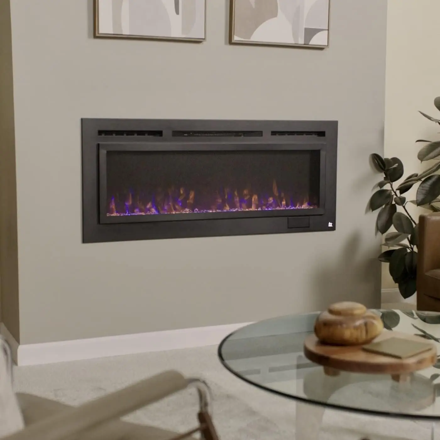 Anti-Glare Screen-Front 50" Electric Fireplace Features Anti-glare Steel/screen Front for More Traditional Fireplace Displays