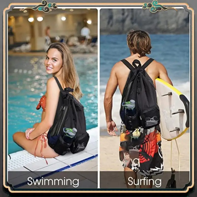 Premium Swim Bag Mesh Drawstring Backpack For Swimming, Gym, Pool, Workout Gear & Sports