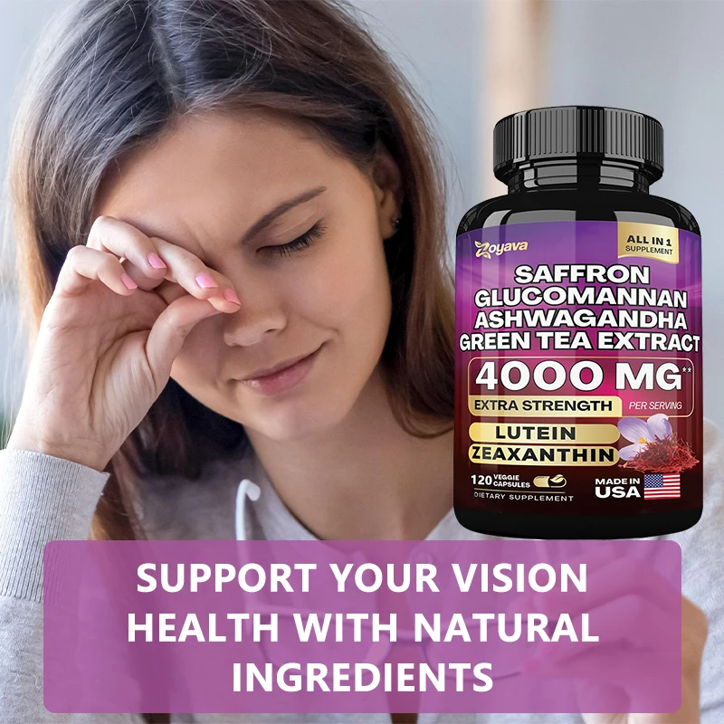 Saffron Extract Glucomannan Green Tea 4000 Mg Mood Regulation Eye Health green tea capsules