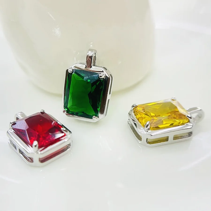 925 Sterling Silver Stone Pendant Chain Light Blue Yellow Crystal Necklace for Women Party Fine Jewelry Collarbone Chain